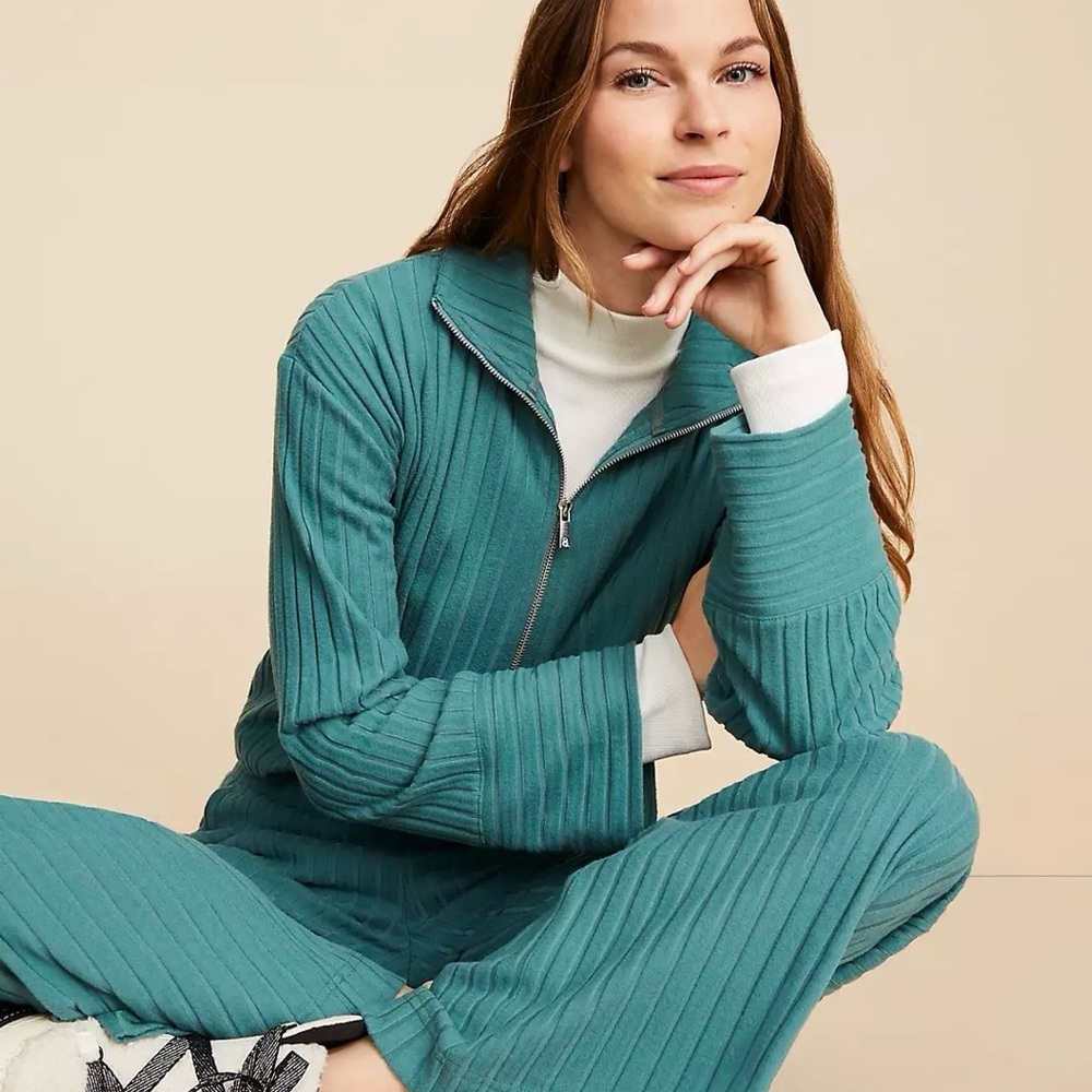 Lou & Grey Brushed Rib Half Zip Top